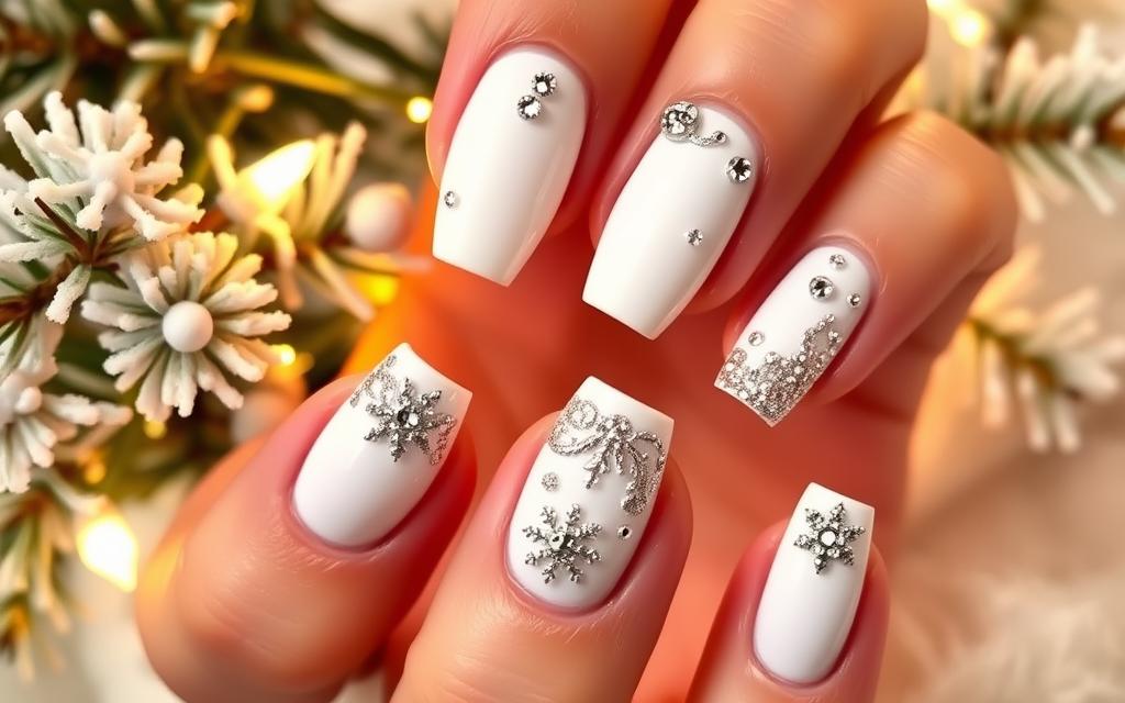 white nails for christmas